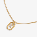 Initial K zirconia necklace flat lay – personalized letter K sparkling jewelry VECINO