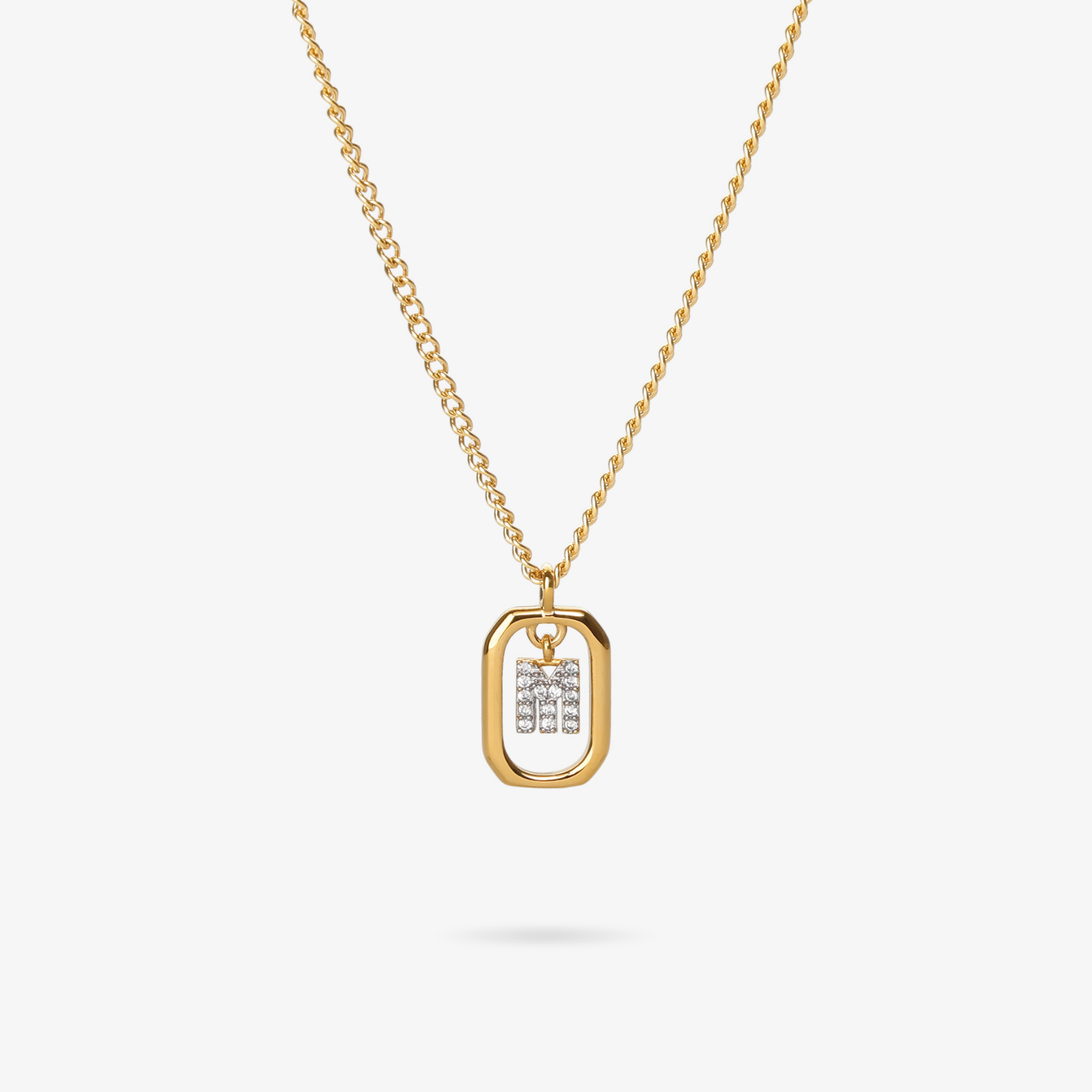 Personalized Initial M Zirconia Necklace – letter M luxury jewelry with sparkling stones VECINO