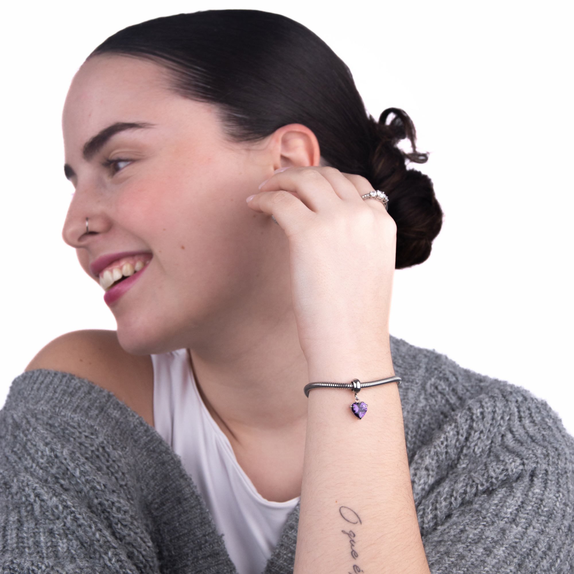 Purple heart charm lifestyle – VECINO charm bracelet collection