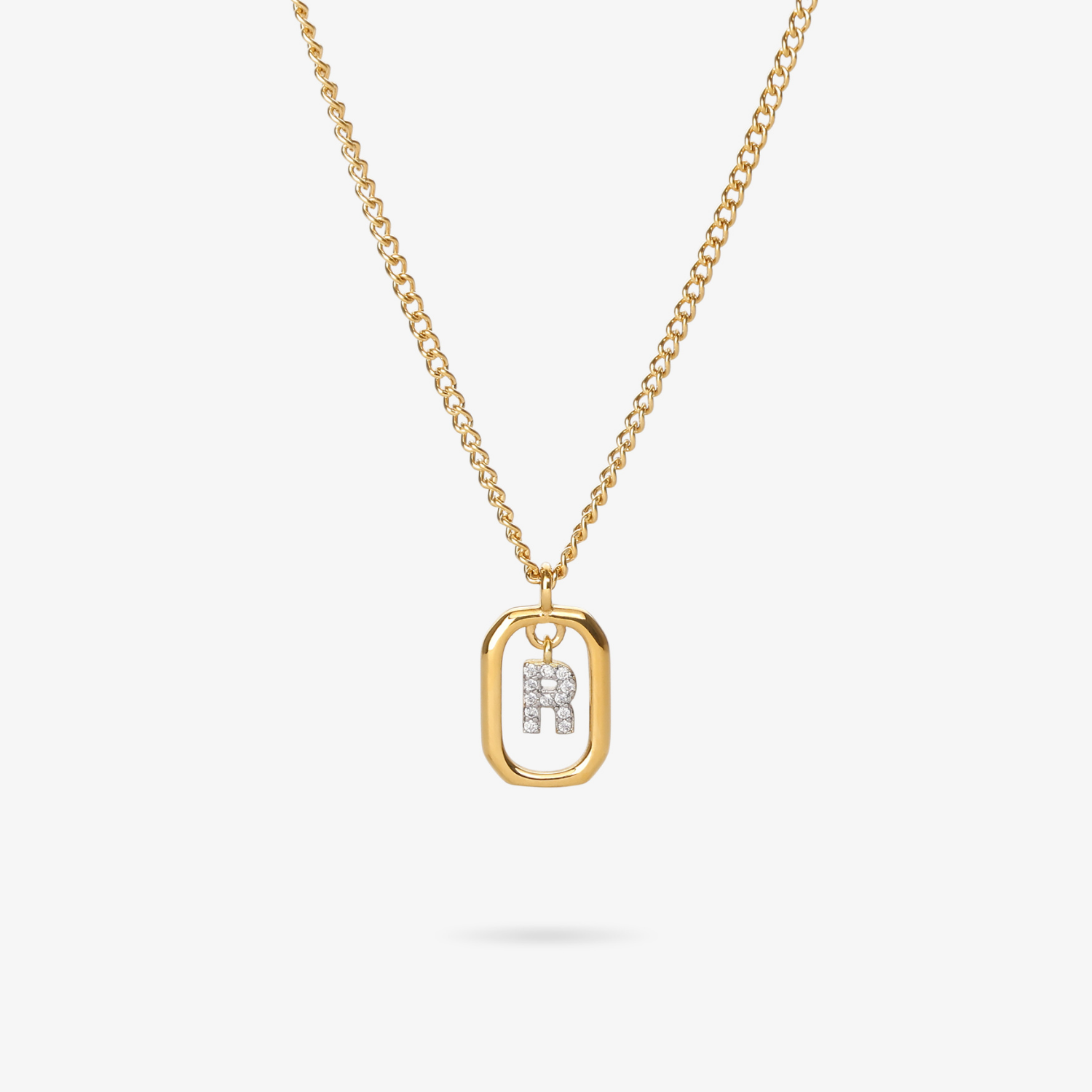 Personalized Initial R Zirconia Necklace – letter R luxury jewelry with sparkling stones VECINO