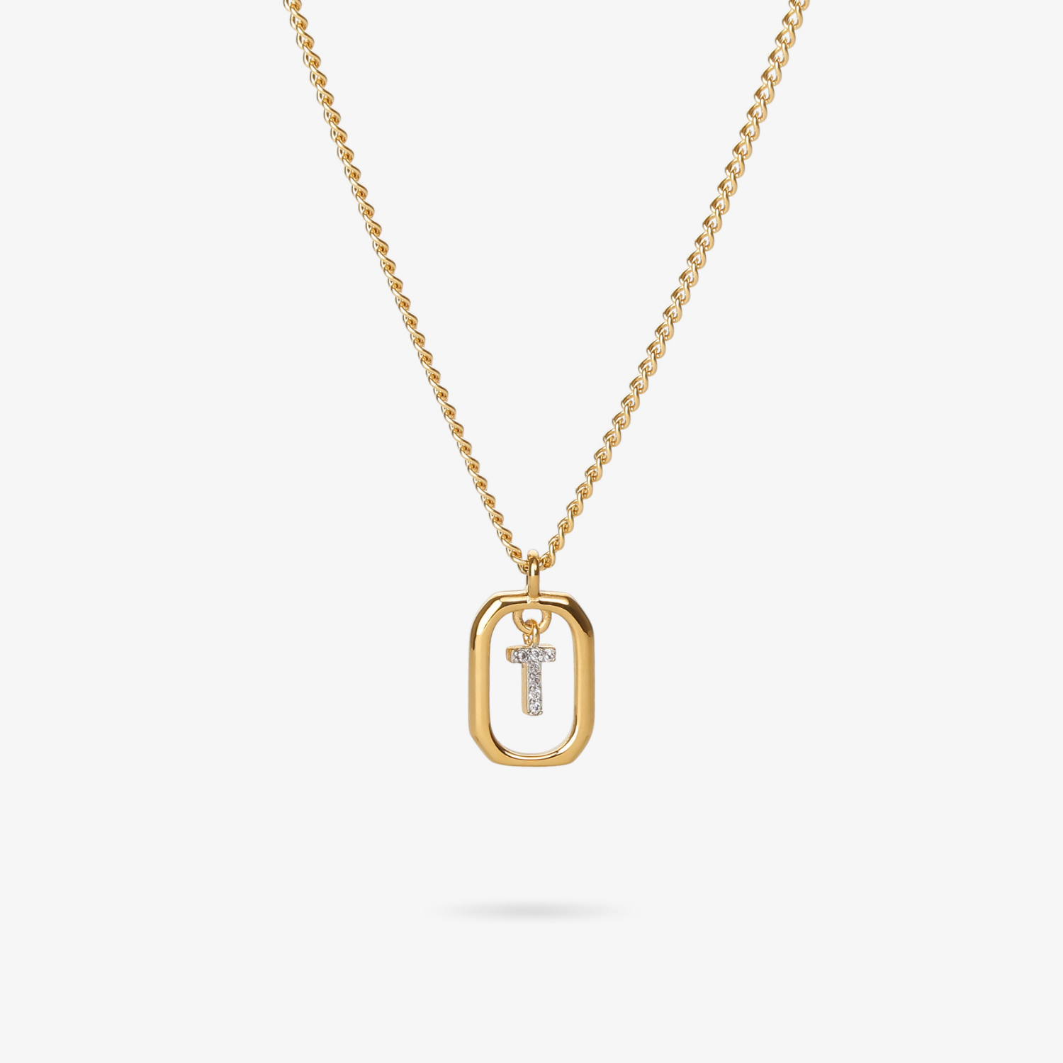 Personalized Initial T Zirconia Necklace – letter T luxury jewelry with sparkling stones VECINO