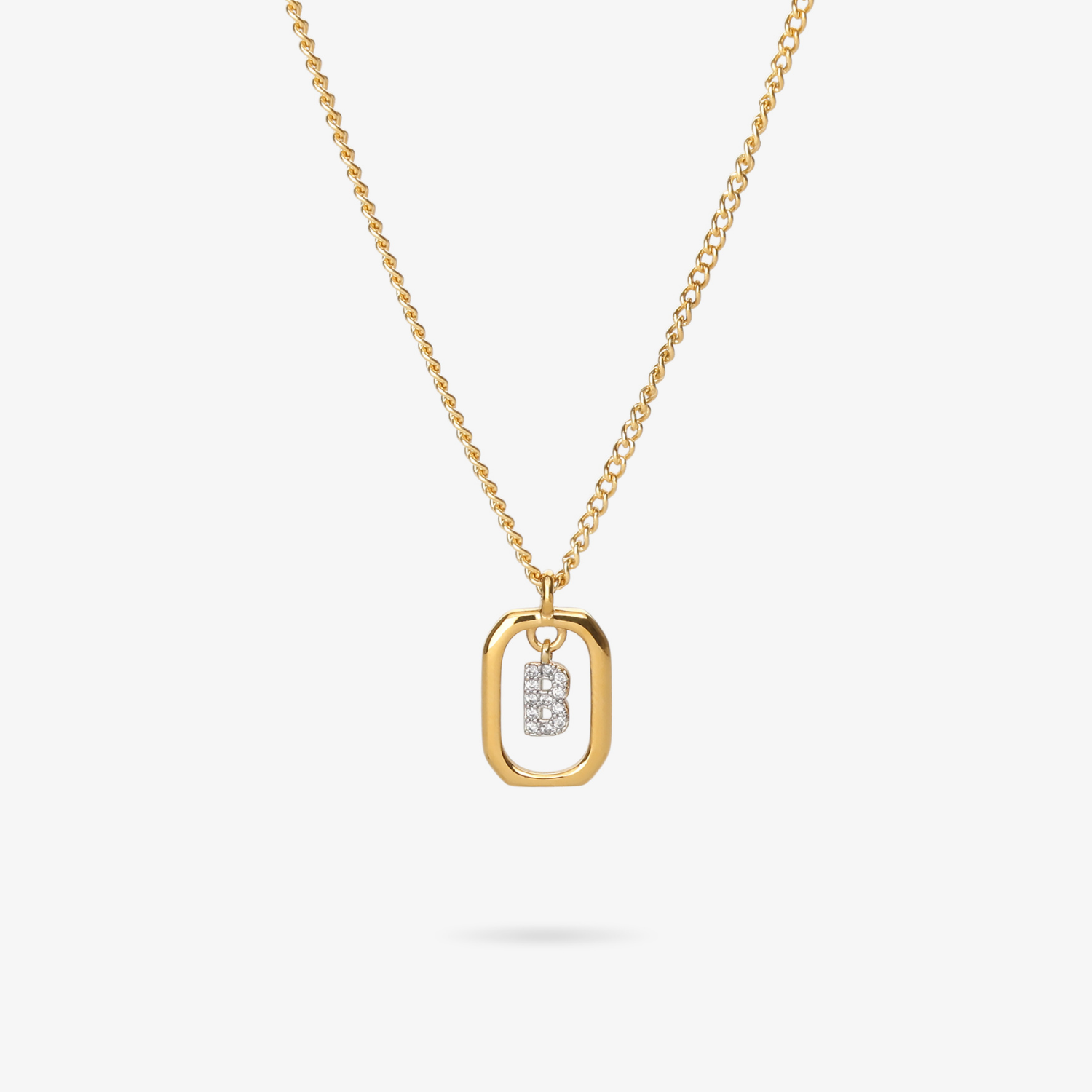Personalized initial B zirconia necklace – letter B luxury gift by VECINO