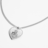 Collana personalizzata con cuore di zirconi - Profilo di animale domestico - Silver