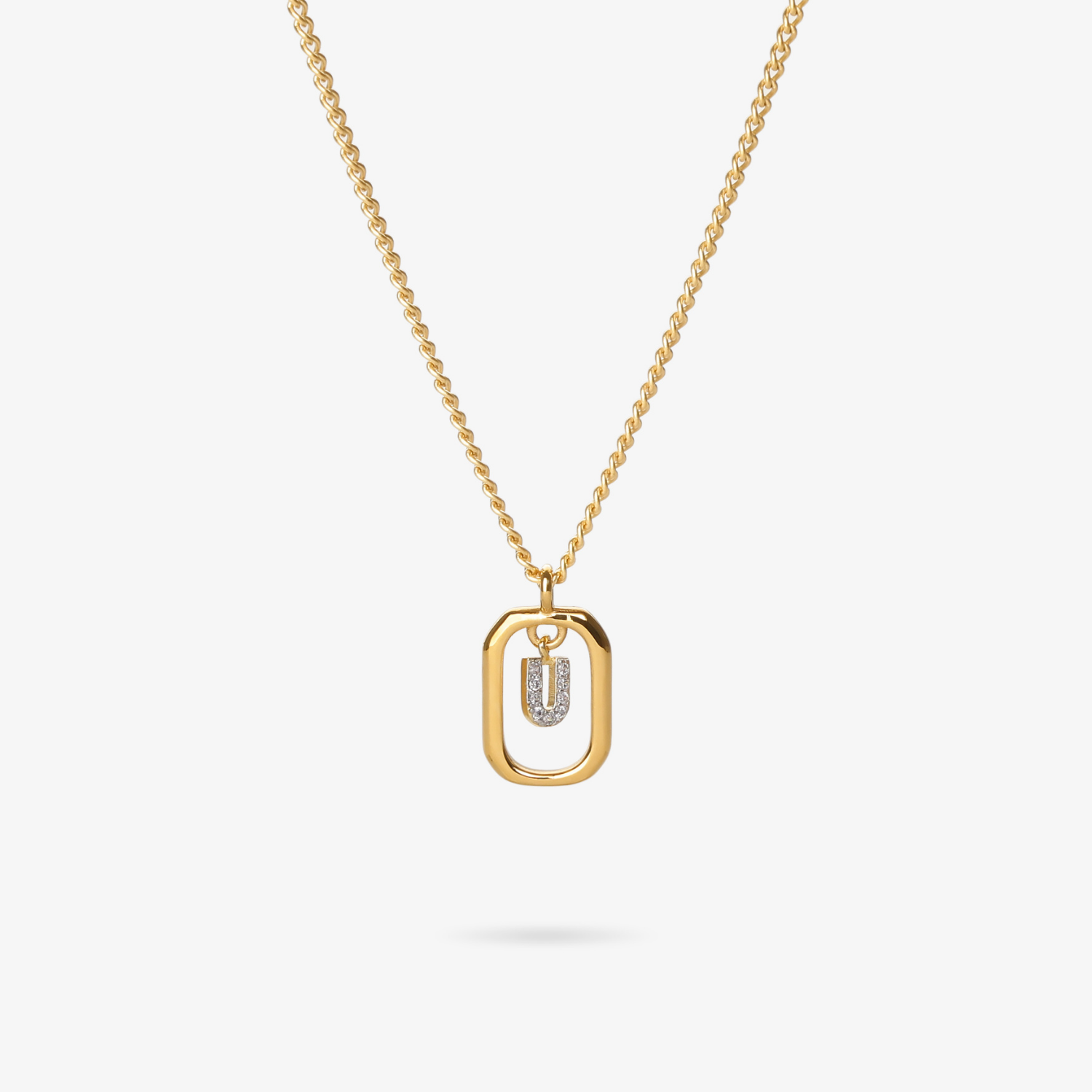 Personalized Initial U Zirconia Necklace – letter U luxury jewelry with sparkling stones VECINO
