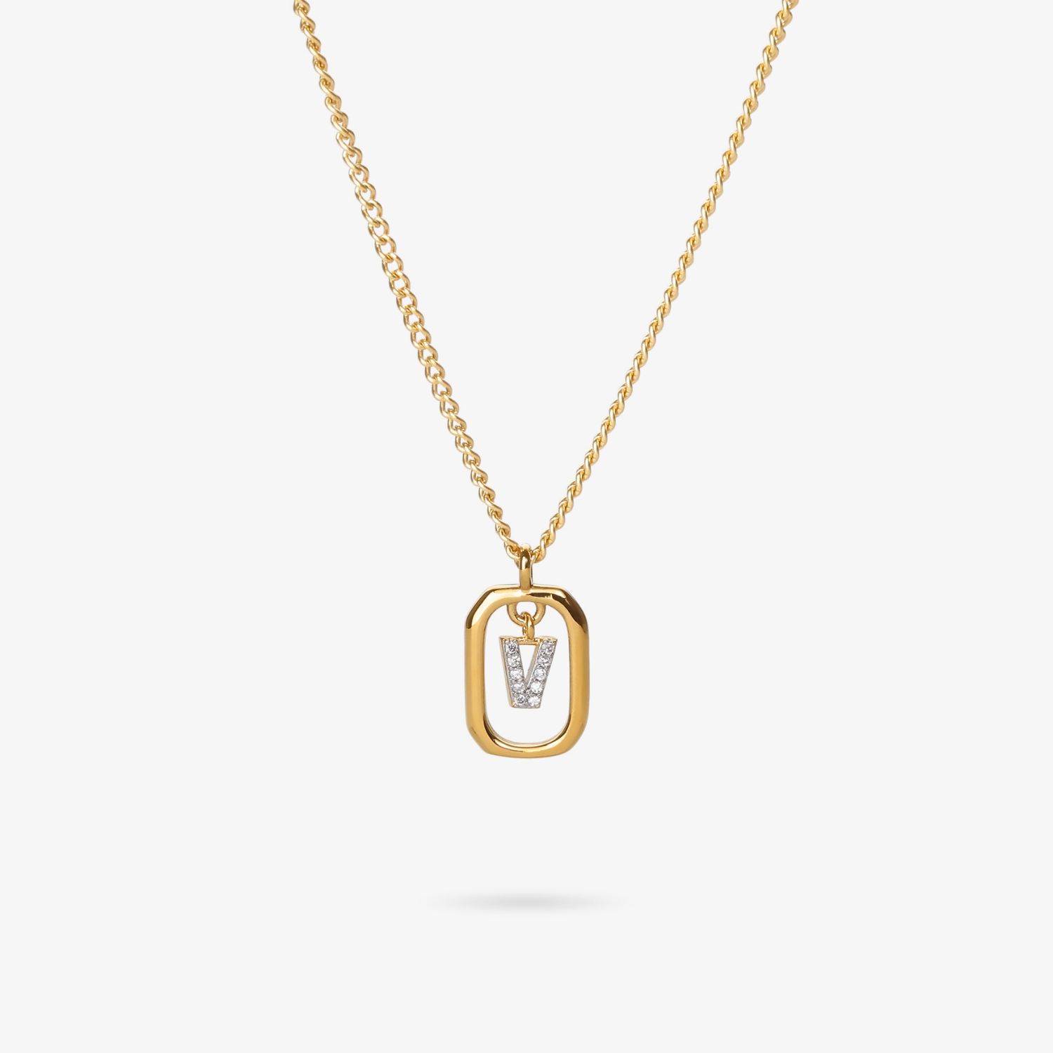 Personalized Initial V Zirconia Necklace – letter V luxury jewelry with sparkling stones VECINO