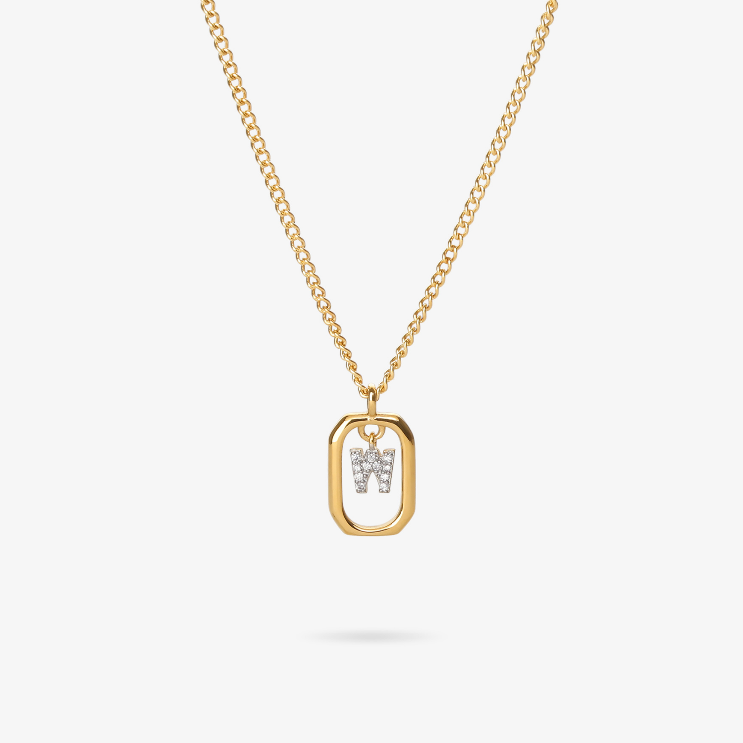 Personalized Initial W Zirconia Necklace – letter W luxury jewelry with sparkling stones VECINO