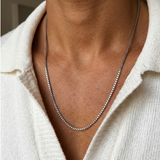 Square Chain Necklace - Silver ( for him )