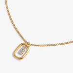 Initial B zirconia necklace flat lay – personalized letter B sparkling jewelry VECINO