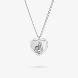 Collana personalizzata con cuore di zirconi - Profilo di animale domestico - Silver