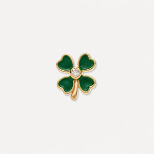 Glass Locket Charm — Four Leaf Clover