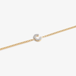 Initial C zirconia bracelet flat lay – personalized letter C sparkling jewelry VECINO