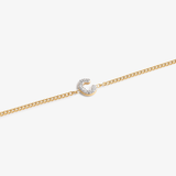 Initial C zirconia bracelet flat lay – personalized letter C sparkling jewelry VECINO