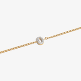 Initial D zirconia bracelet flat lay – personalized letter D sparkling jewelry VECINO