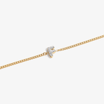 Initial F zirconia bracelet flat lay – personalized letter F sparkling jewelry VECINO