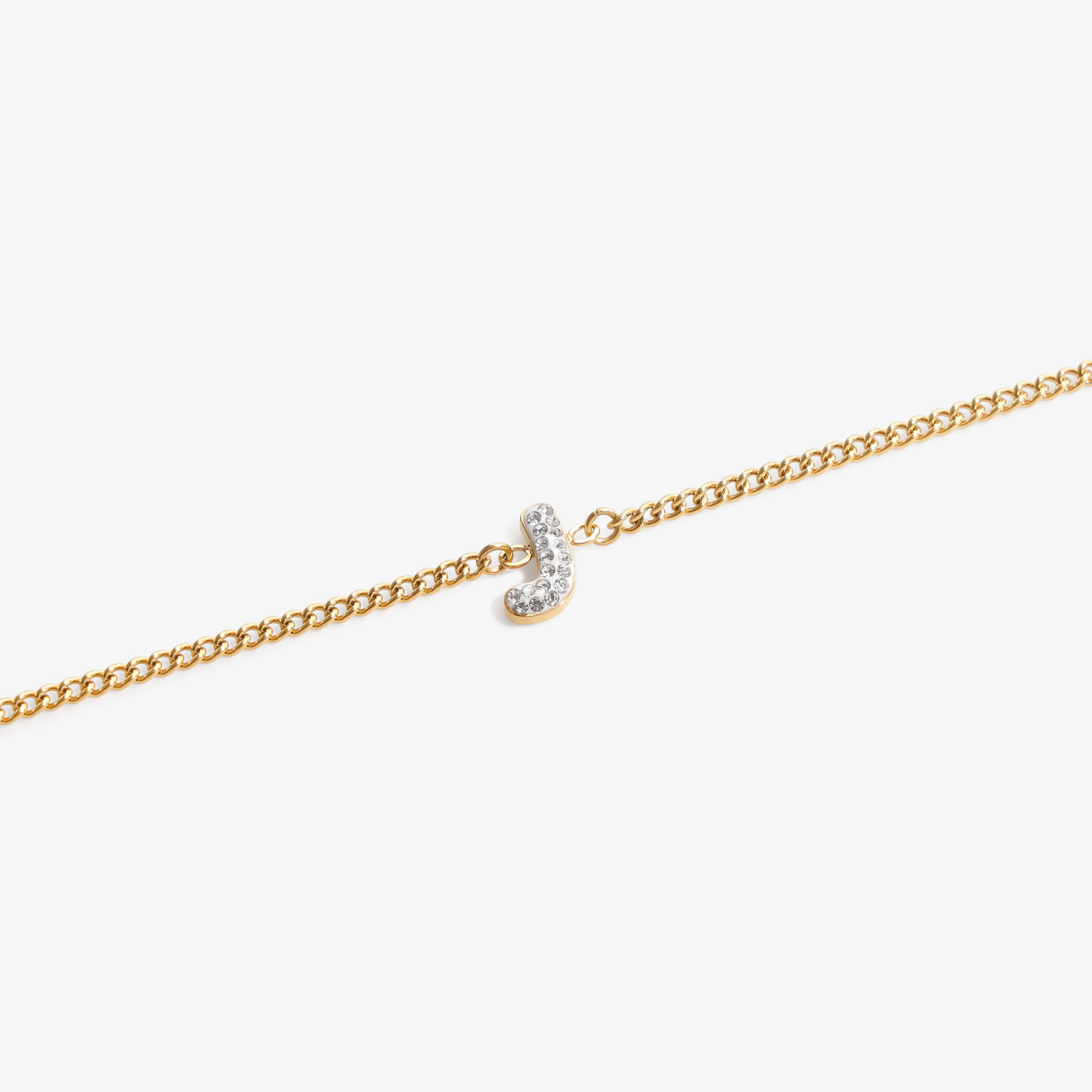 Initial J zirconia bracelet flat lay – personalized letter J sparkling jewelry VECINO