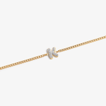 Initial K zirconia bracelet flat lay – personalized letter K sparkling jewelry VECINO
