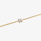 Initial K zirconia bracelet flat lay – personalized letter K sparkling jewelry VECINO