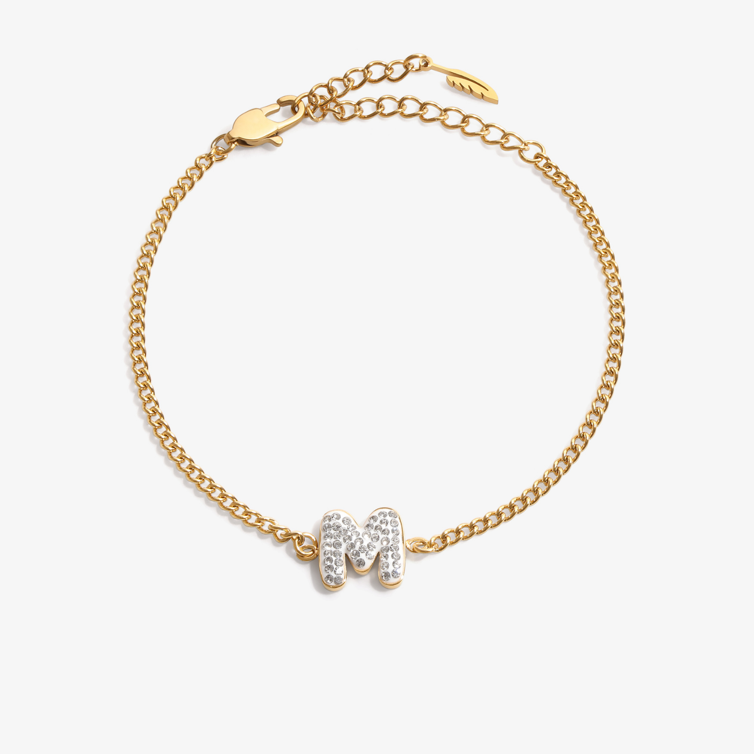 Personalized initial M zirconia bracelet – letter M luxury gift by VECINO