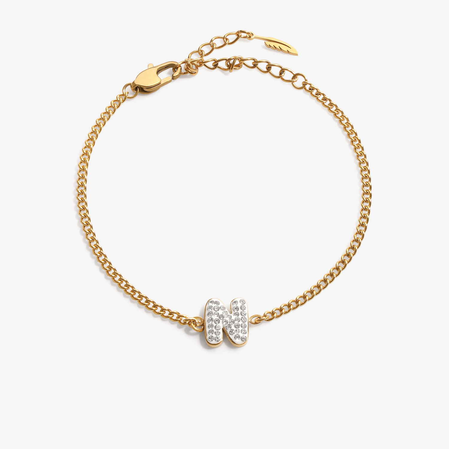 Personalized initial N zirconia bracelet – letter N luxury gift by VECINO