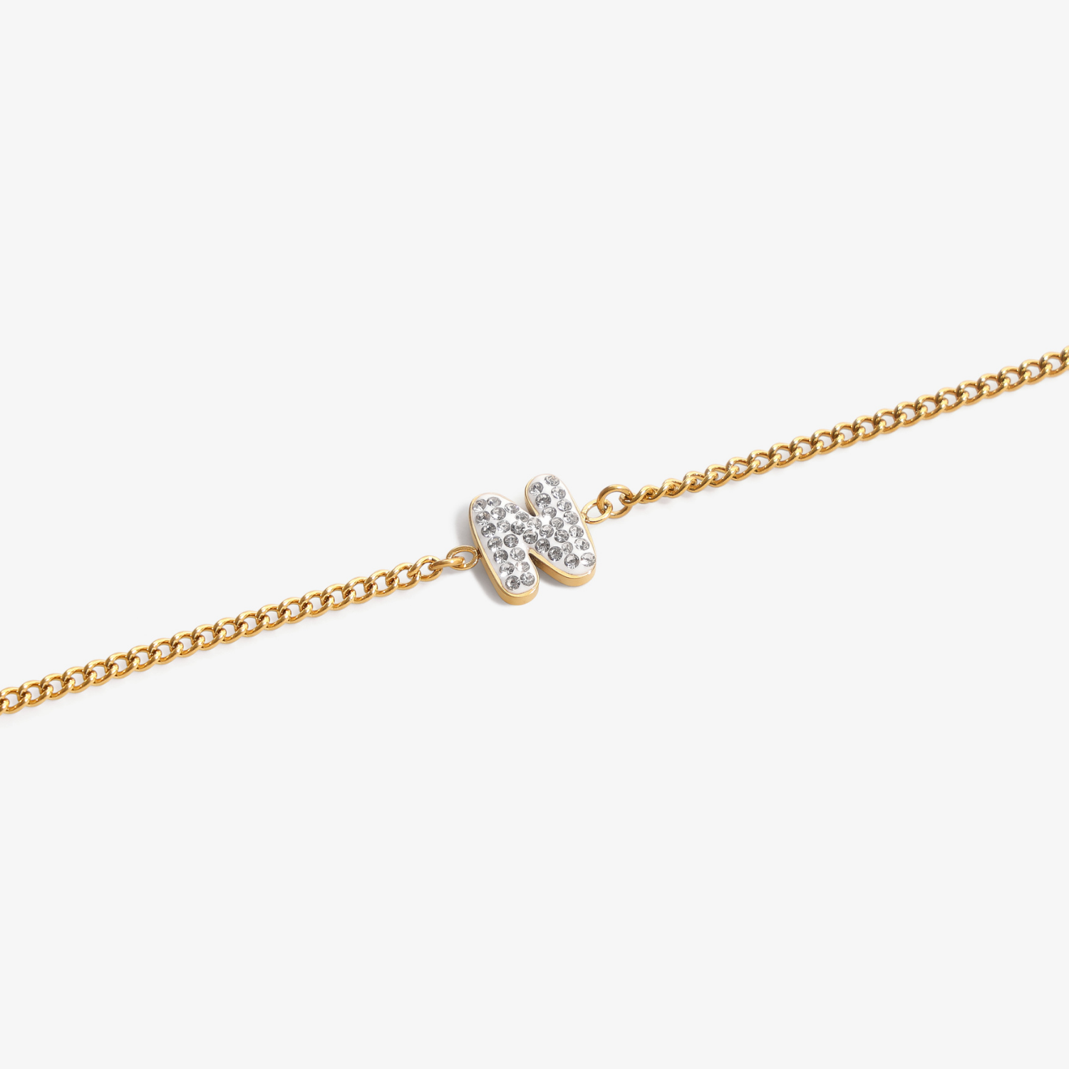 Initial N zirconia bracelet flat lay – personalized letter N sparkling jewelry VECINO