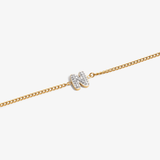 Initial N zirconia bracelet flat lay – personalized letter N sparkling jewelry VECINO