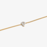 Initial P zirconia bracelet flat lay – personalized letter P sparkling jewelry VECINO