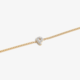 Initial P zirconia bracelet flat lay – personalized letter P sparkling jewelry VECINO
