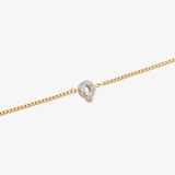 Initial Q zirconia bracelet flat lay – personalized letter Q sparkling jewelry VECINO