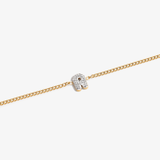 Initial R zirconia bracelet flat lay – personalized letter R sparkling jewelry VECINO