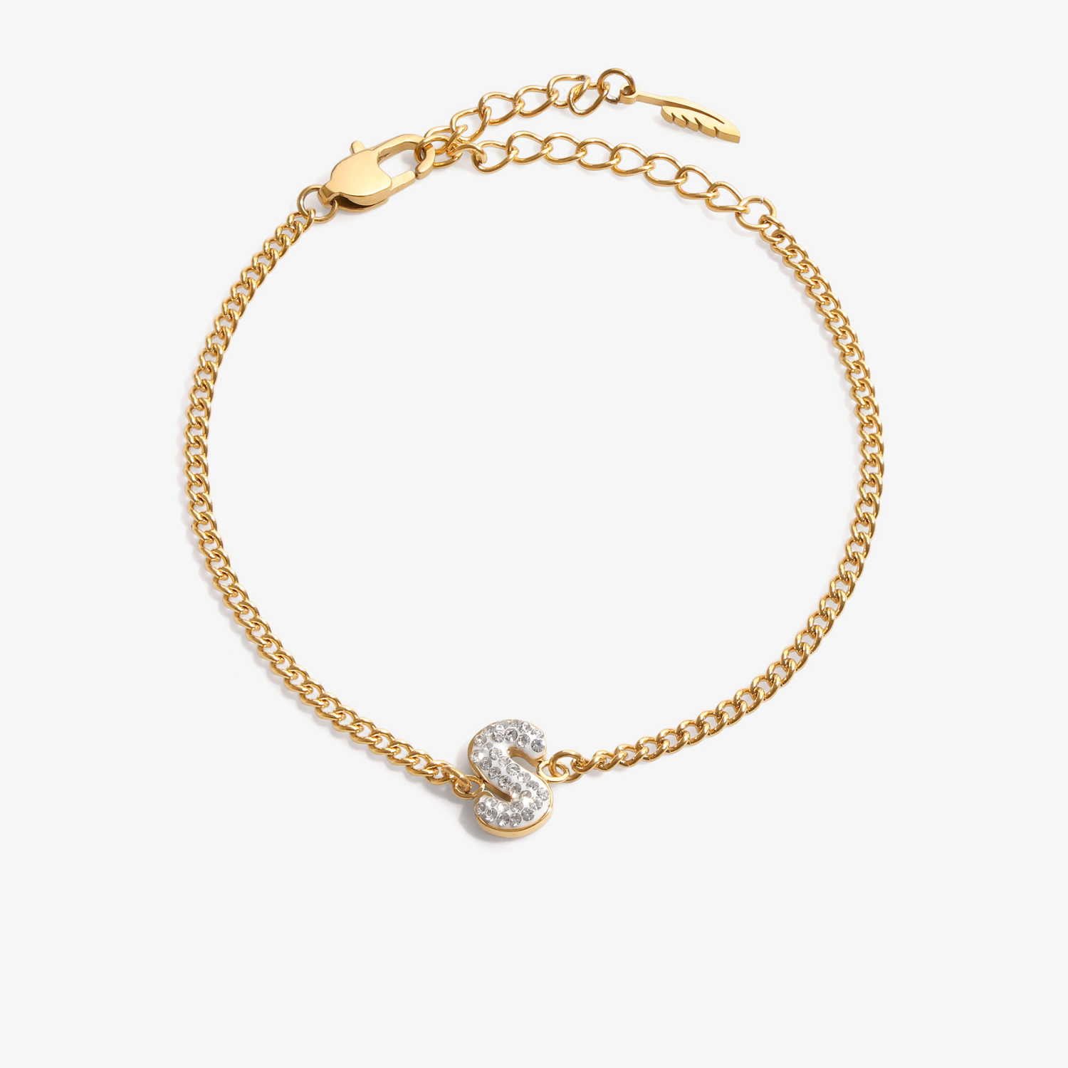 Personalized initial S zirconia bracelet – letter S luxury gift by VECINO