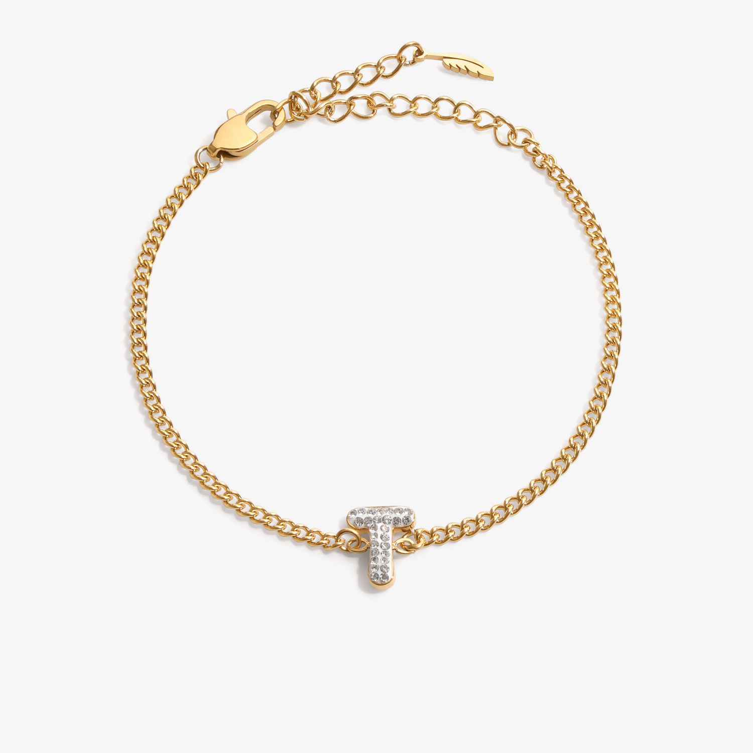 Personalized initial T zirconia bracelet – letter T luxury gift by VECINO