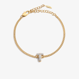 Personalized initial T zirconia bracelet – letter T luxury gift by VECINO