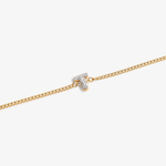Initial T zirconia bracelet flat lay – personalized letter T sparkling jewelry VECINO