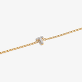 Initial T zirconia bracelet flat lay – personalized letter T sparkling jewelry VECINO