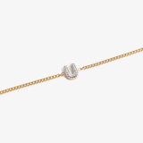 Initial U zirconia bracelet flat lay – personalized letter U sparkling jewelry VECINO