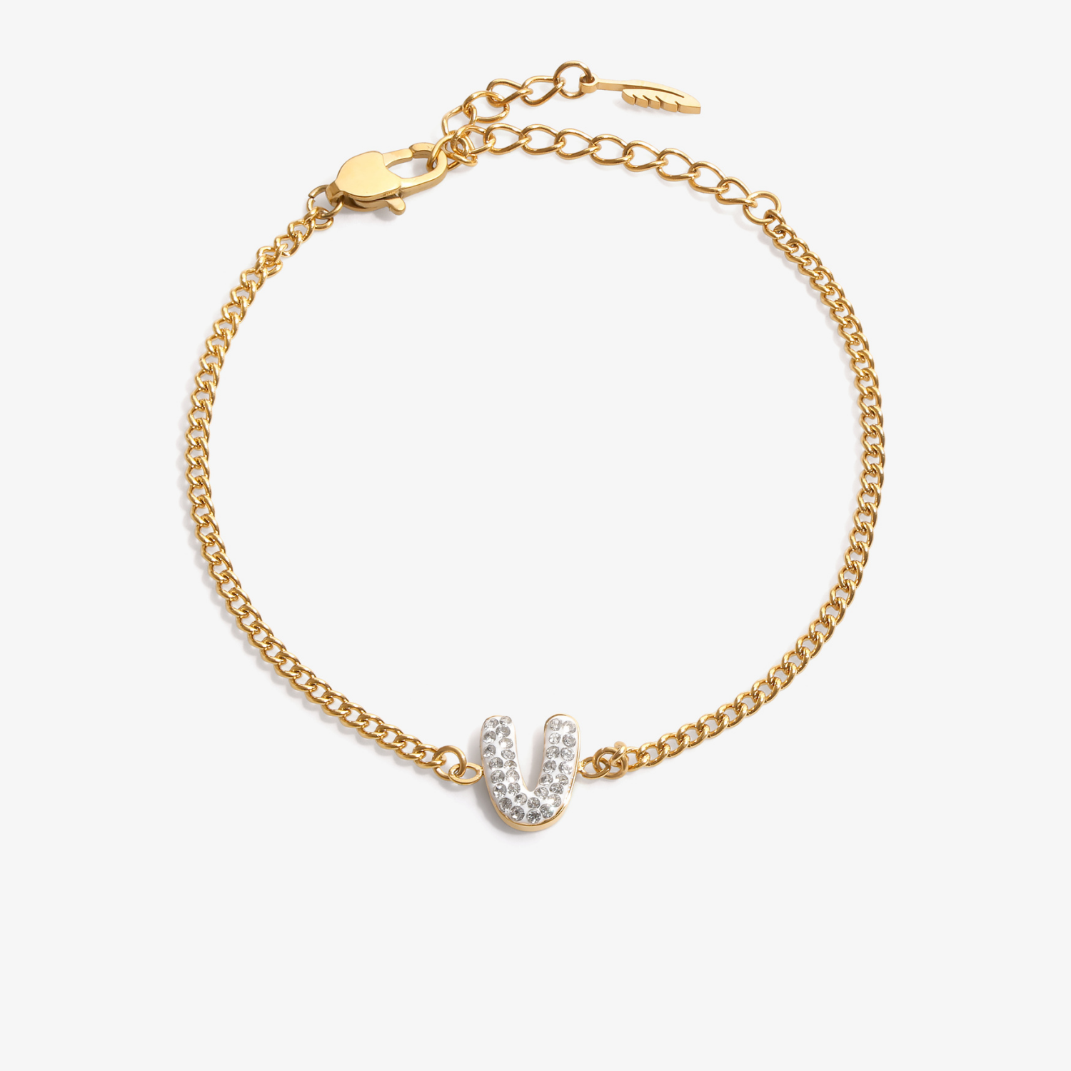 Personalized initial V zirconia bracelet – letter V luxury gift by VECINO