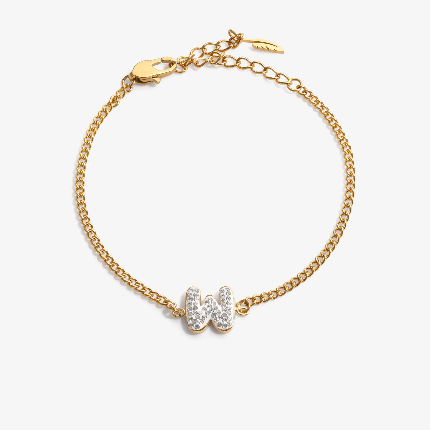 Personalized initial W zirconia bracelet – letter W luxury gift by VECINO