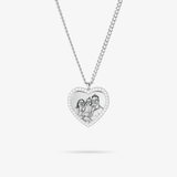Custom Zicornia Heart Necklace - Outline - Silver (mom)