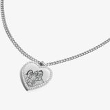 Custom Zicornia Heart Necklace - Outline - Silver (mom)
