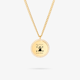 Custom Zicornia Round Necklace Child's Drawing - Gold