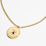 Custom Zicornia Round Necklace Child's Drawing - Gold