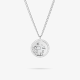 Individuell gestaltete runde Halskette mit Zicornia-Motiv, Kinderzeichnung - Silver
