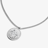 Individuell gestaltete runde Halskette mit Zicornia-Motiv, Kinderzeichnung - Silver