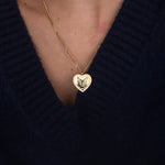 Gold zirconia heart necklace pet photo flat lay – 18K luxury pet jewelry VECINO