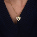 Gold zirconia heart necklace pet photo flat lay – 18K luxury pet jewelry VECINO
