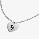 Custom Zicornia Heart Necklace - Footprint - Silver