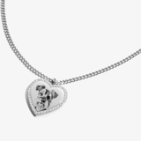 Custom Zicornia Heart Necklace - Pet Image - Silver