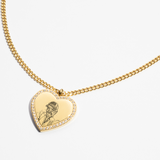 Collana personalizzata con cuore di zirconi - Profilo di animale domestico - Gold