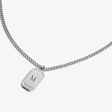 Custom Zicornia Square Necklace - Initial - Silver