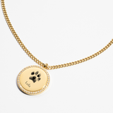 Custom Zicornia Round Necklace - Pawprint + Name - Gold